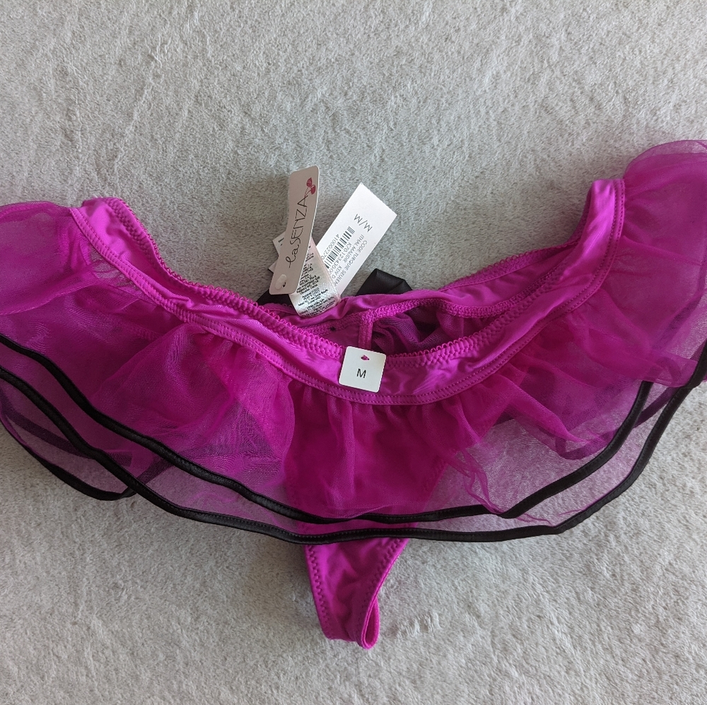 La Senza Fuschia Tutu Thong with Bow Size Medium